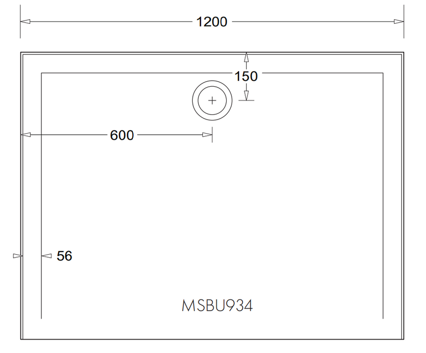 900-1200mm Marbletrend Flinders SMC White Rectangular Rear Outlet Shower Base