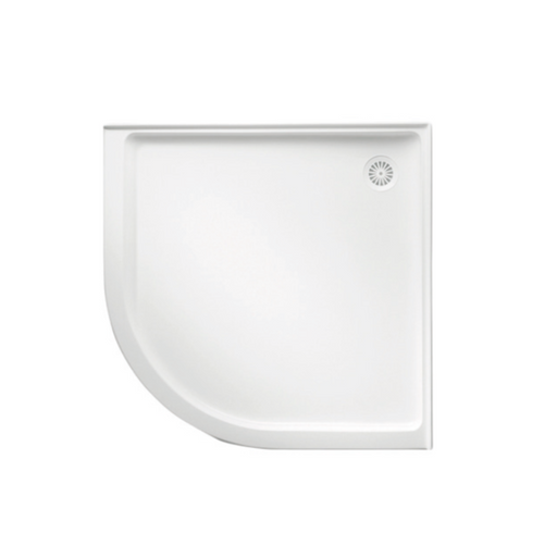 914-1000mm Marbletrend Flinders White Polymarble Curved Front Corner Shower Base - HD reno