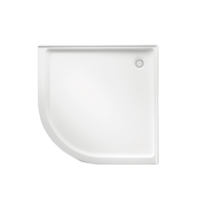 914-1000mm Marbletrend Flinders White Polymarble Curved Front Corner Shower Base - HD reno