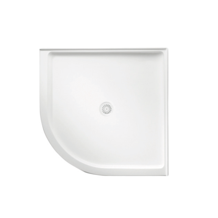 914-1000mm Marbletrend Flinders White Polymarble Curved Front Corner Shower Base - HD reno
