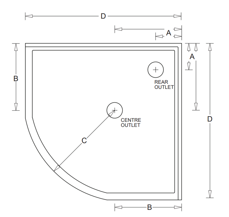 914-1000mm Marbletrend Flinders White Polymarble Curved Front Corner Shower Base - HD reno