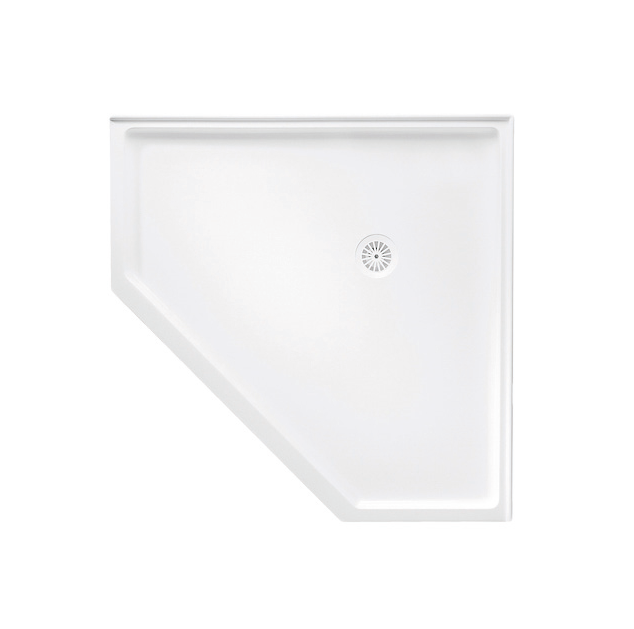 914-1200mm Marbletrend Flinders White Polymarble Diamond Straight Front Corner Shower Base - HD reno