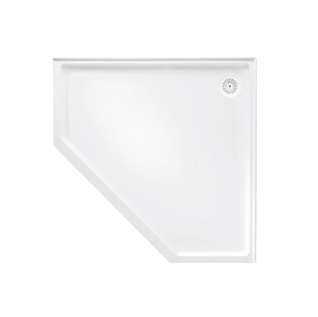 914-1200mm Marbletrend Flinders White Polymarble Diamond Straight Front Corner Shower Base - HD reno
