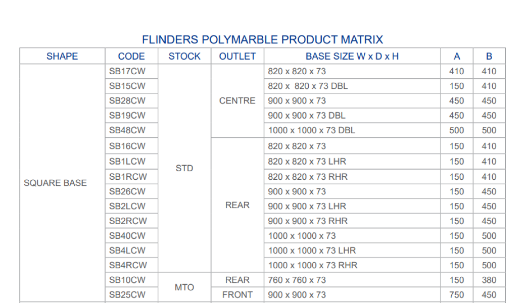 760-1000mm Marbletrend Flinders White Polymarble Square Shower Base - HD reno