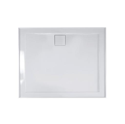 820-1220mm Daintree White Polymarble Standard Square Rear Outlet Shower Base - HD reno