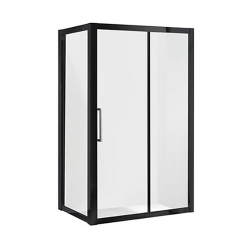 900-1500mm Corsica Chrome & Black Glass Square Slider Framed Shower Screens - HD reno