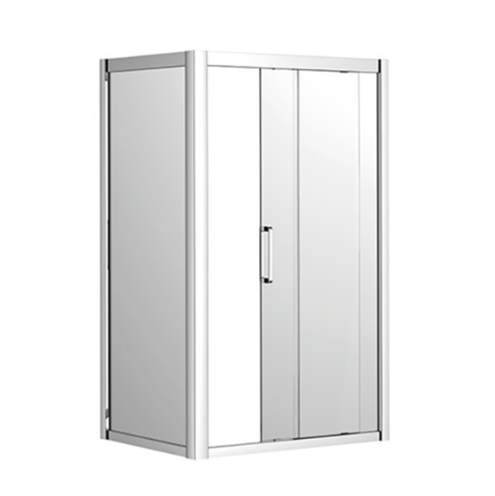 900-1500mm Corsica Chrome & Black Glass Square Slider Framed Shower Screens - HD reno