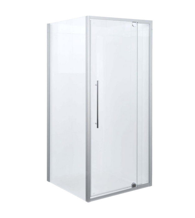 820-1500mm Marbletrend New Flinders Chrome & Black Glass Square Pivot Shower Screens - HD reno