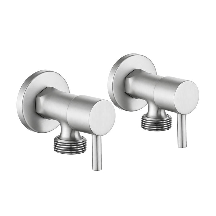 Aquaperla Round Solid Brass 1/4 Turn Bathroom Washing Machine Stops