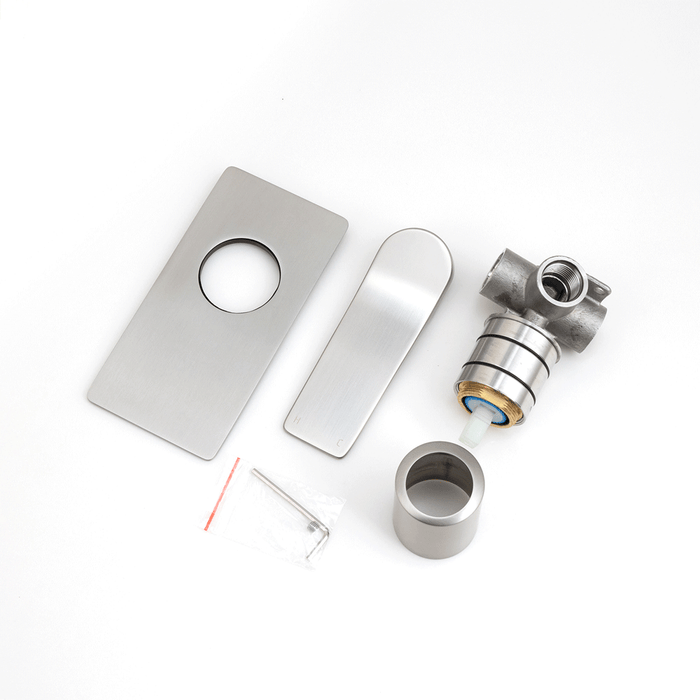 Aquaperla Rushy Brushed Nickel Solid Brass Square With Spout Wall Mixer