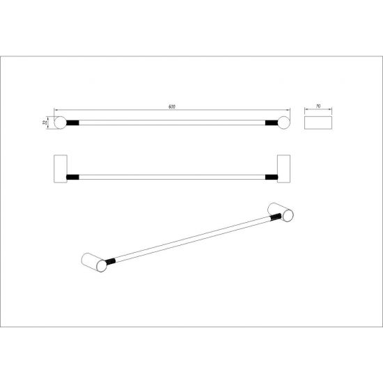 CADDENCE Series Brushed Nickel Single Towel Rail 600mm