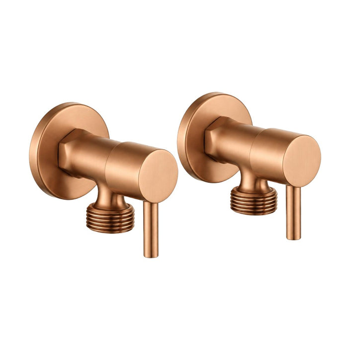 Aquaperla Round Solid Brass 1/4 Turn Bathroom Washing Machine Stops