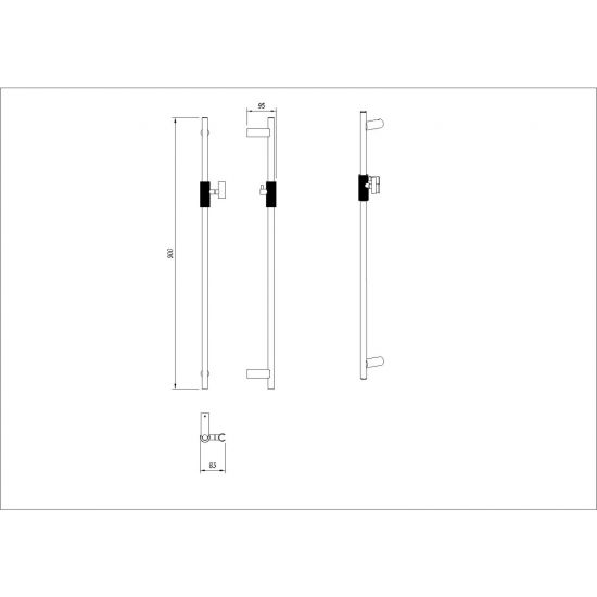 ACA CADDENCE Brushed Gun Metal Grey Stainless Steel Shower Rail Without Handheld Shower
