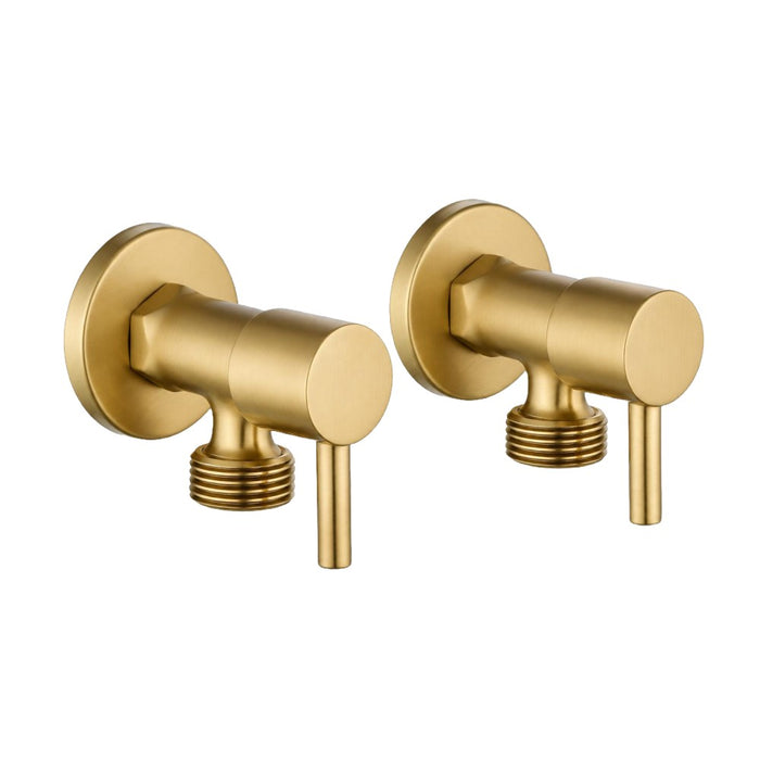 Aquaperla Round Solid Brass 1/4 Turn Bathroom Washing Machine Stops