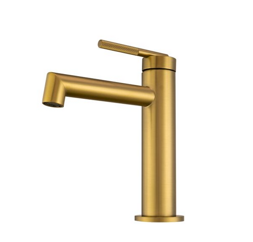 CADDENCE Series Brushed Yellow Gold Round Basin Mixer - HD reno
