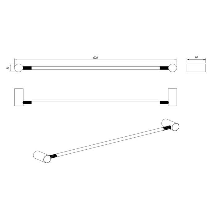 CADDENCE Series Brushed Gun Yellow Gold Single Towel Rail 600mm