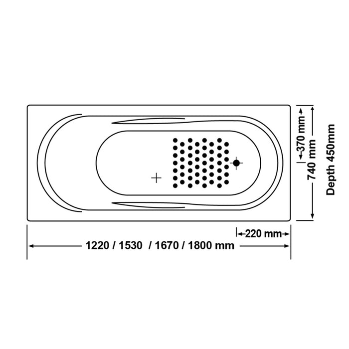 1530/1670/1800*740*450mm Allura Spa Bath Tub 6/10/12 jets White Acrylic drop in Rectangle
