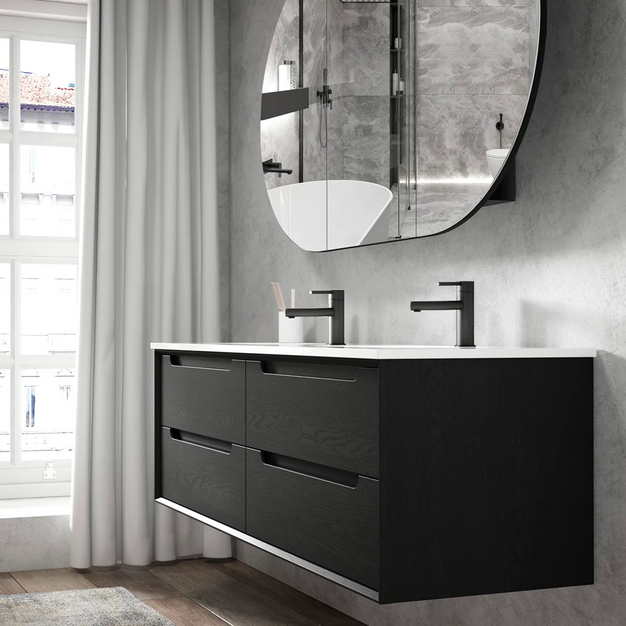 600-1500*460*550mm Byron Matte Black Bathroom Wall Hung Vanity - Cabinet Only and Ceramic / Stone Top