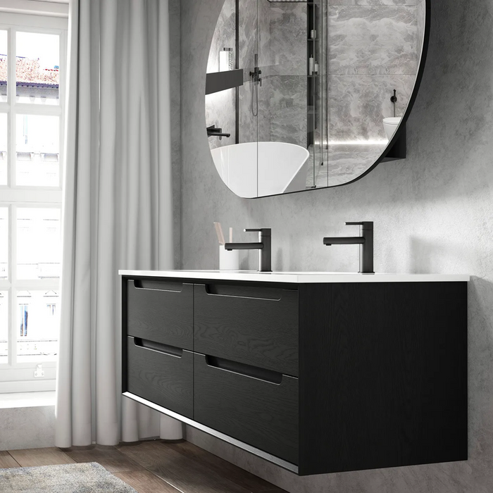 600-1500*460*550mm Byron Matte Black Bathroom Wall Hung Vanity - Cabinet Only and Ceramic / Stone Top