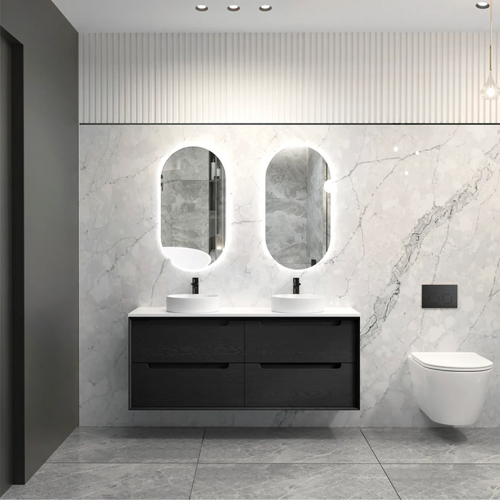 600-1500*460*550mm Byron Matte Black Bathroom Wall Hung Vanity - Cabinet Only and Ceramic / Stone Top