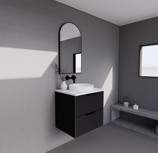 600-1800*450*550mm ABS Bali Matt Black MR Melamined Board Panel With PVC Coating Fluted Wall Hung Vanity - HD reno