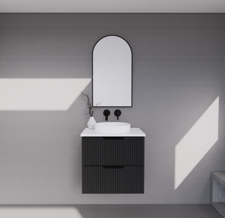 600-1800*450*550mm ABS Bali Matt Black MR Melamined Board Panel With PVC Coating Fluted Wall Hung Vanity