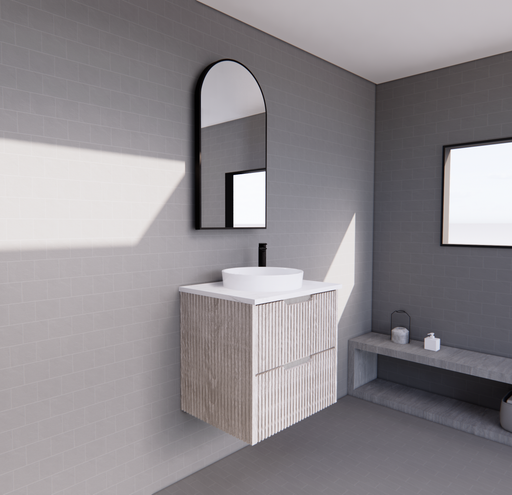 600-1800*450*550mm ABS Bali White Oak MR Melamined Board Panel With PVC Coating Fluted Wall Hung Vanity - HD reno