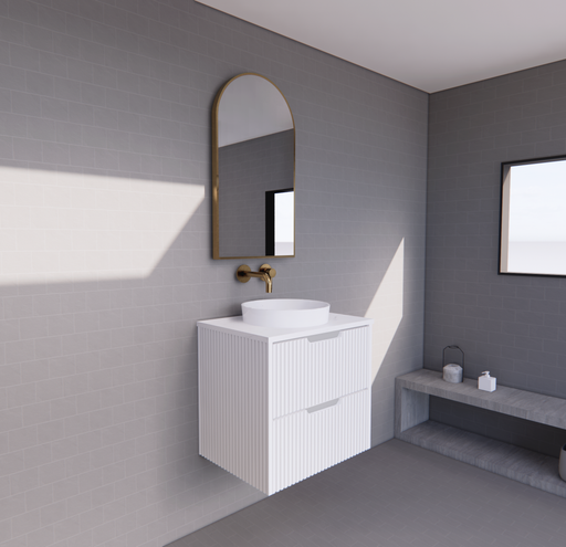 600-1800*450*550mm ABS Bali Matt White MR Melamined Board Panel With PVC Coating Fluted Wall Hung Vanity - HD reno