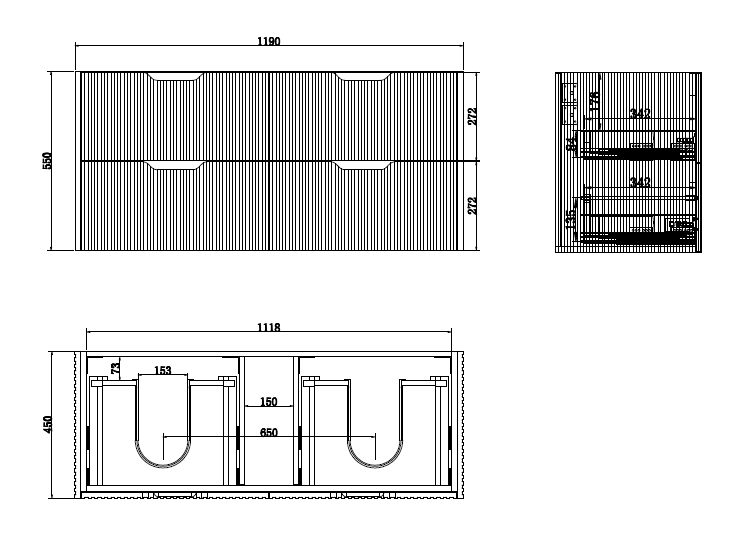 600-1800*450*550mm ABS Bali Matt White MR Melamined Board Panel With PVC Coating Fluted Wall Hung Vanity - HD reno
