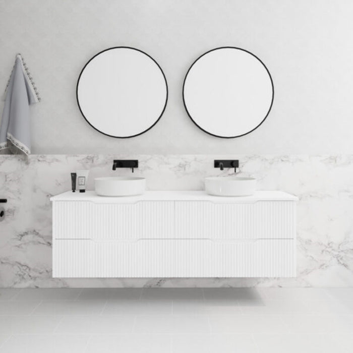 600-1800*450*550mm ABS Bali Matt White MR Melamined Board Panel With PVC Coating Fluted Wall Hung Vanity