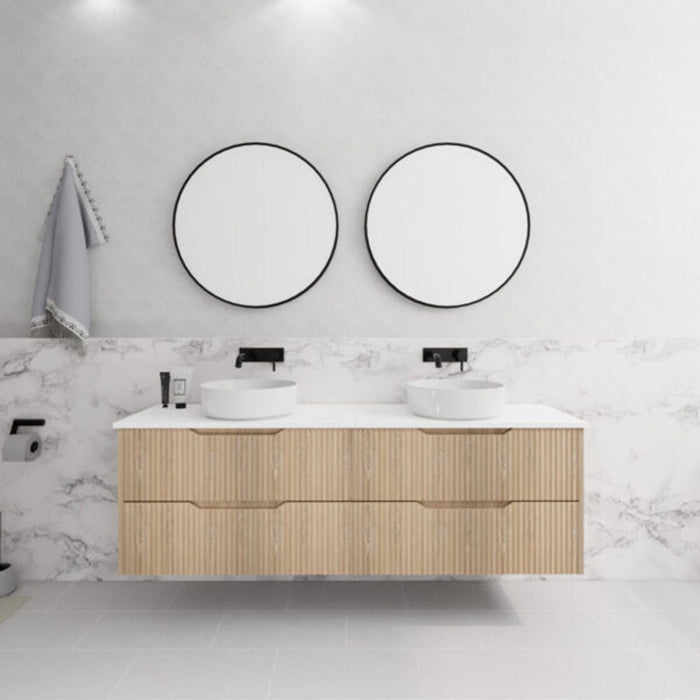 600-1800*450*550mm Bali American Oak MR Melamined Board Panel With PVC Coating Fluted Wall Hung Vanity