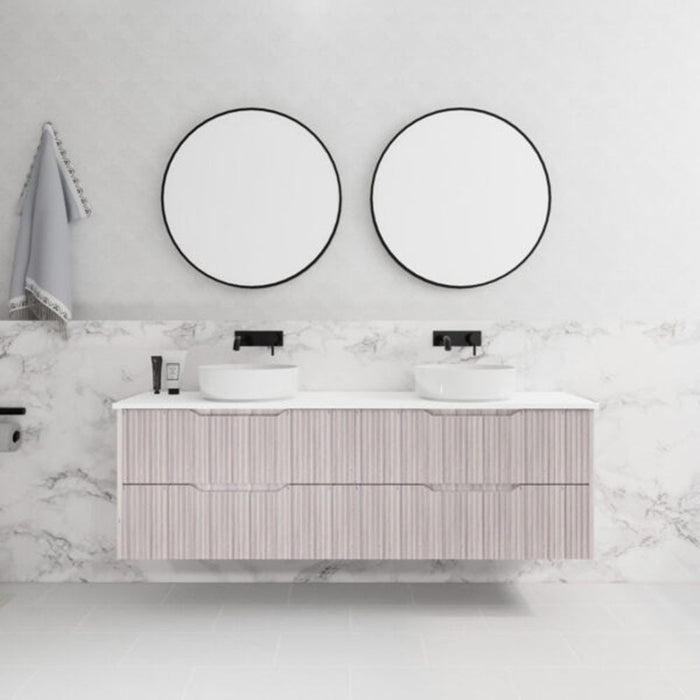 600-1800*450*550mm ABS Bali White Oak MR Melamined Board Panel With PVC Coating Fluted Wall Hung Vanity