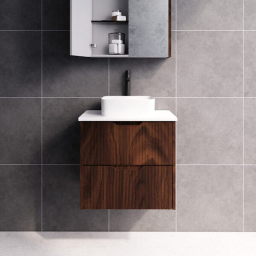 600-1800*450*550mm ABS Bali Brown Oak MR Melamined Board Panel With PVC Coating Fluted Wall Hung Vanity - HD reno