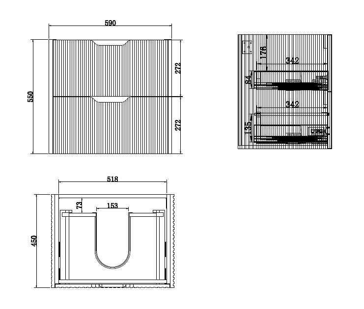 600-1800*450*550mm ABS Bali Matt White MR Melamined Board Panel With PVC Coating Fluted Wall Hung Vanity - HD reno