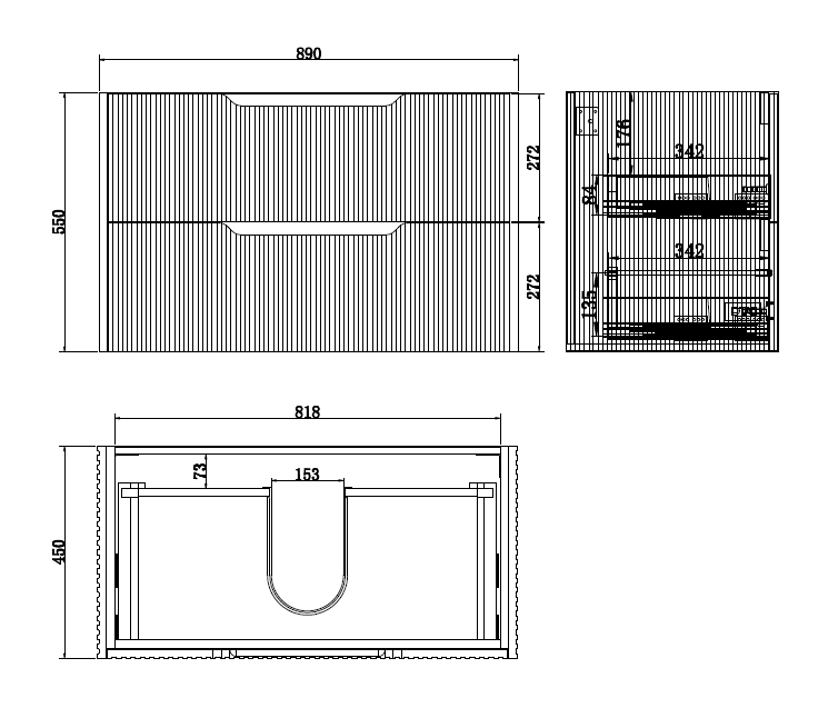 600-1800*450*550mm ABS Bali Matt White MR Melamined Board Panel With PVC Coating Fluted Wall Hung Vanity - HD reno