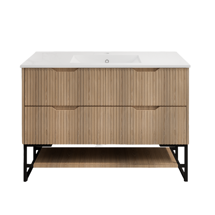 600-1500*450*830mm ABS Bali American Oak MR Melamined Board Pancel MDF Door With PVC Coating Freestanding Vanity