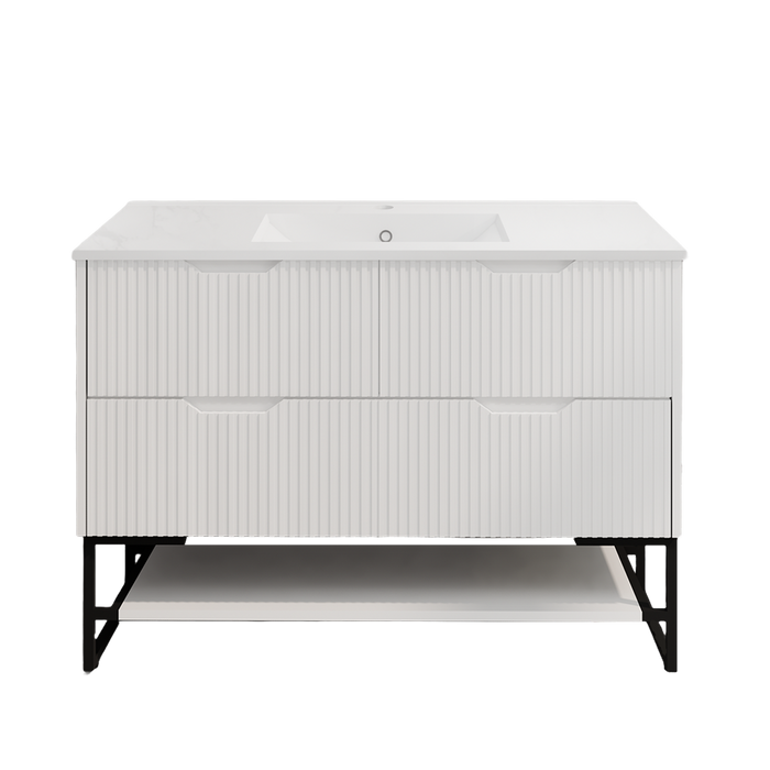 600-1500*450*830mm ABS Bali Matt White MR Melamined Board Pancel MDF Door With PVC Coating Freestanding Vanity - HD reno