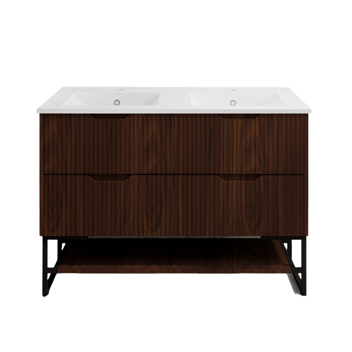 600-1500*450*830mm ABS Bali Brown Oak MR Melamined Board Pancel MDF Door With PVC Coating Freestanding Vanity - HD reno