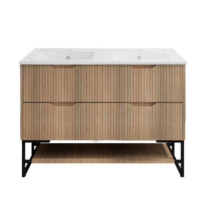 600-1500*450*830mm ABS Bali American Oak MR Melamined Board Pancel MDF Door With PVC Coating Freestanding Vanity