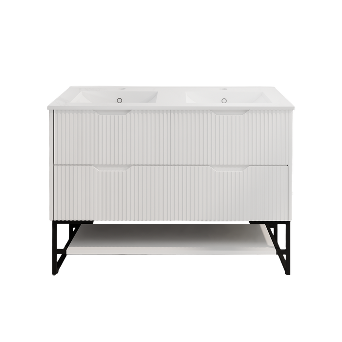 600-1500*450*830mm ABS Bali Matt White MR Melamined Board Pancel MDF Door With PVC Coating Freestanding Vanity - HD reno