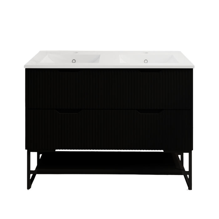 600-1500*450*830mm ABS Bali Matt Black MR Melamined Board Pancel MDF Door With PVC Coating Freestanding Vanity - HD reno