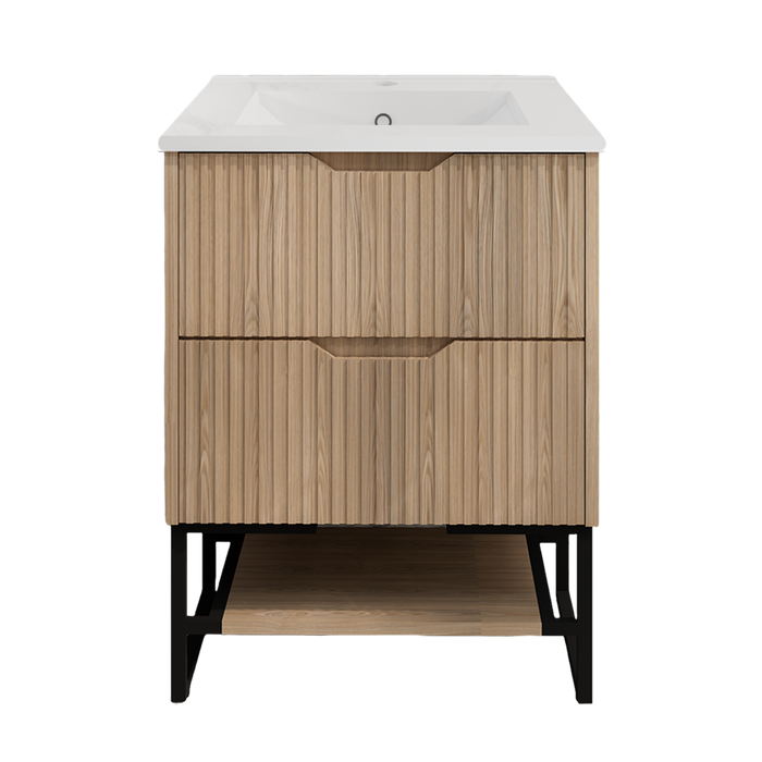 600-1500*450*830mm ABS Bali American Oak MR Melamined Board Pancel MDF Door With PVC Coating Freestanding Vanity