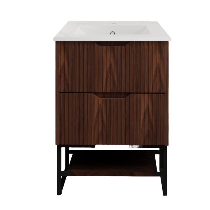 600-1500*450*830mm ABS Bali Brown Oak MR Melamined Board Pancel MDF Door With PVC Coating Freestanding Vanity - HD reno