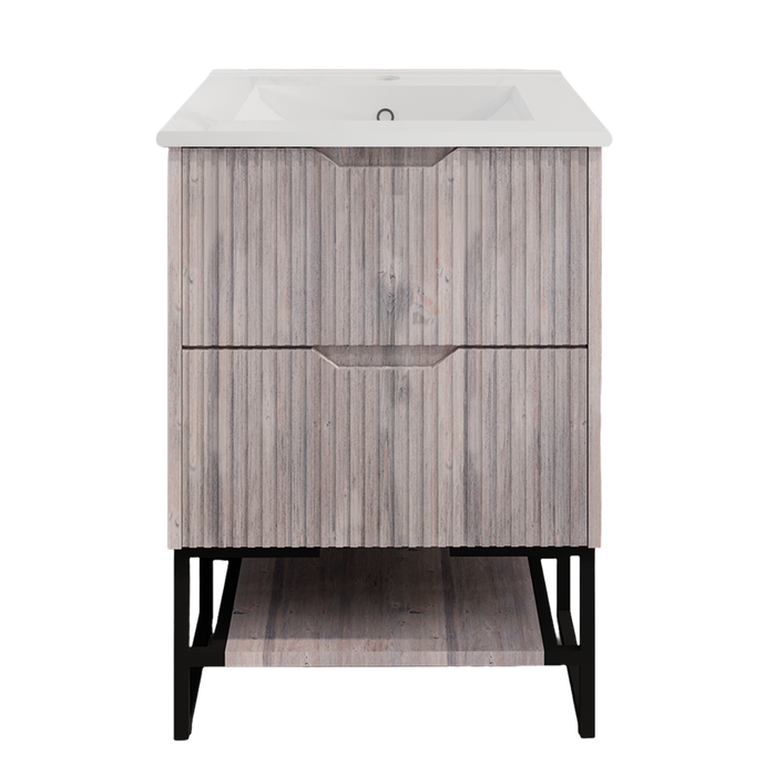 600-1500*450*830mm ABS Bali White Oak MR Melamined Board Pancel MDF Door With PVC Coating Freestanding Vanity - HD reno