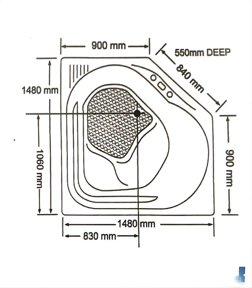Barda 1480*1480*500mm Gloss White Acrylic 17 Jets Drop in Spa Bath Tub - HD reno