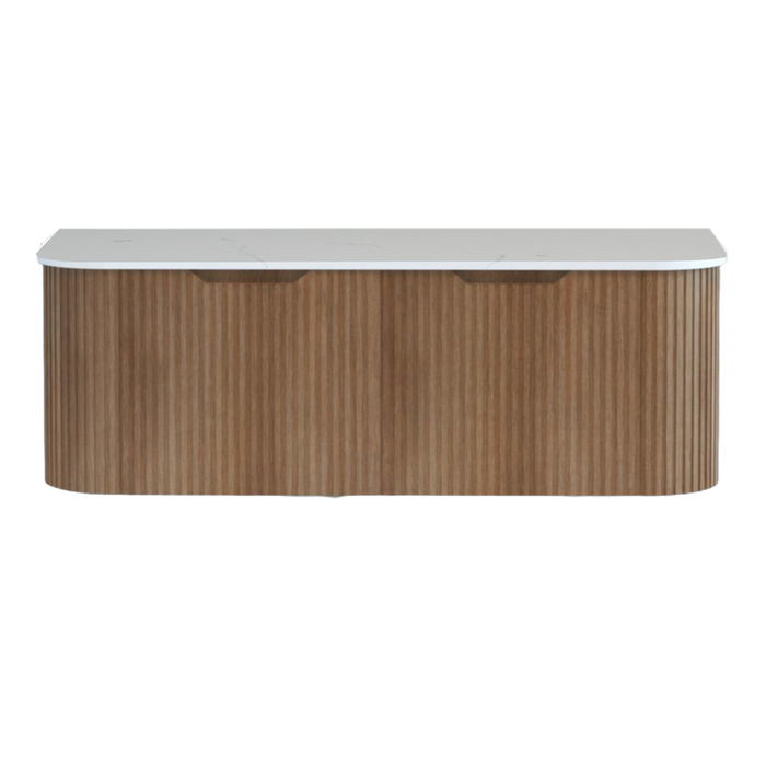 750-1500*450mm ABS Bergen Solid Timber Curved Edge Fluted Wall Hung Cabinet Vanity Materials MDF Board PVC Coating - HD reno