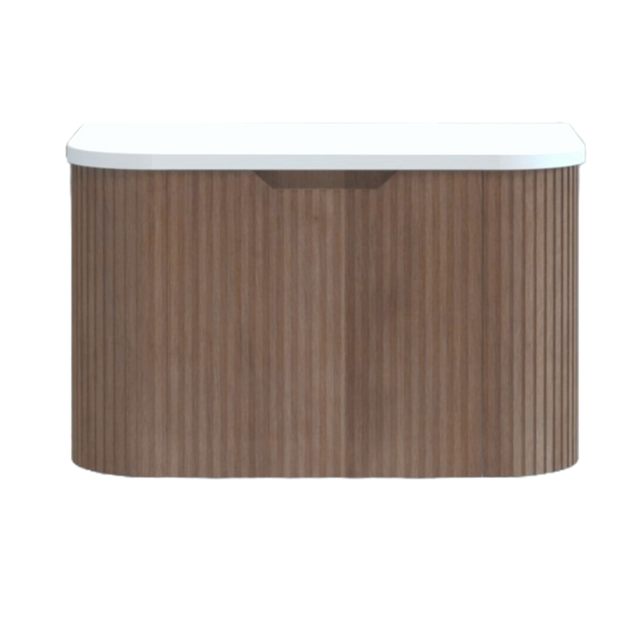 750-1500*450mm ABS Bergen Solid Timber Curved Edge Fluted Wall Hung Cabinet Vanity Materials MDF Board PVC Coating - HD reno