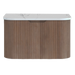 750-1500*450mm ABS Bergen Solid Timber Curved Edge Fluted Wall Hung Cabinet Vanity Materials MDF Board PVC Coating - HD reno