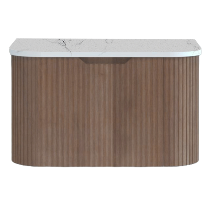 750-1500*450mm ABS Bergen Solid Timber Curved Edge Fluted Wall Hung Cabinet Vanity Materials MDF Board PVC Coating