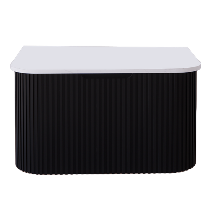 750-1500*450mm ABS Bergen Matt Black Curved Edge Fluted Wall Hung Cabinet Vanity MDF Board PVC Coating - HD reno